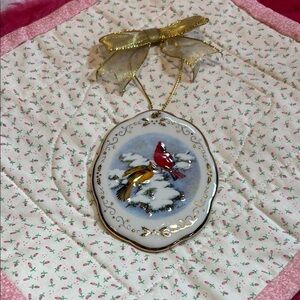 2003 Christmas Boehm Northern Cardinals in Winter Ornament, Boehm Home Interiors